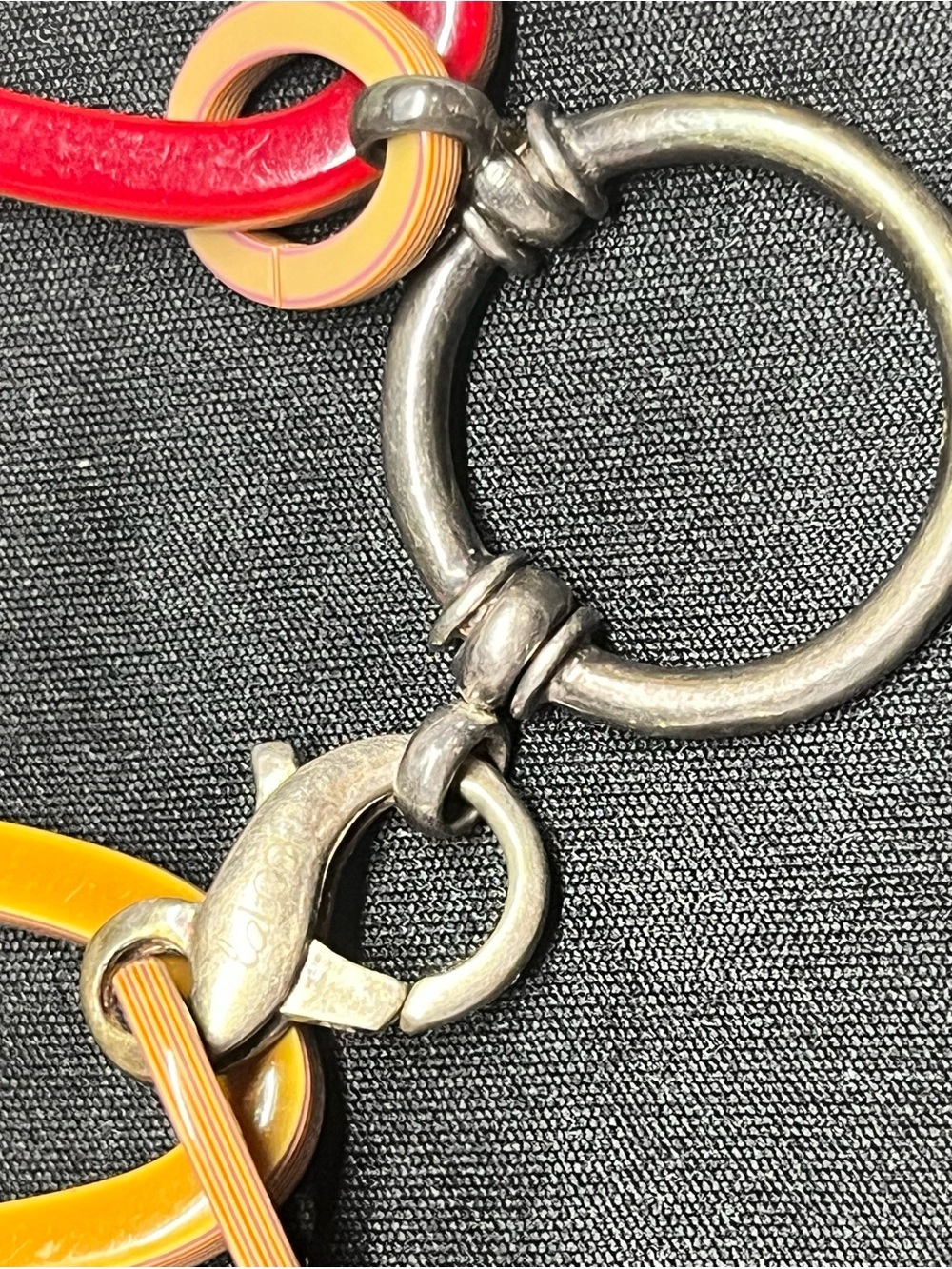 LA LOOP Eyeglasses Holders Necklace Acetate Links Red & Tan Sterling Clasp - Picture 8 of 13
